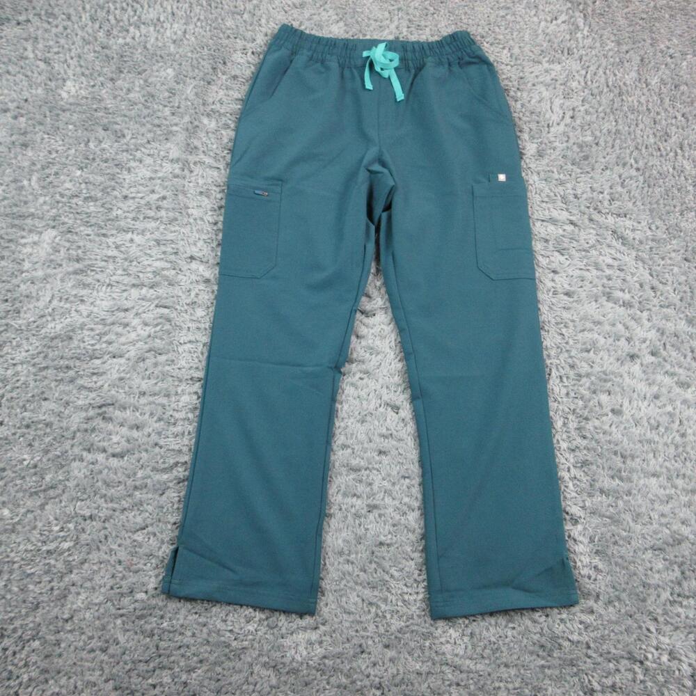 FIGS Pants Womens L Blue Green Dowa Cargo High Waisted Straight 30x29.5* NWT